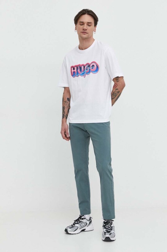 HUGO Blue t-shirt bawełniany 50515278 biały SS24