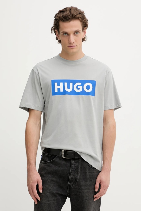 Hugo Blue t-shirt bawełniany nadruk szary 50522376