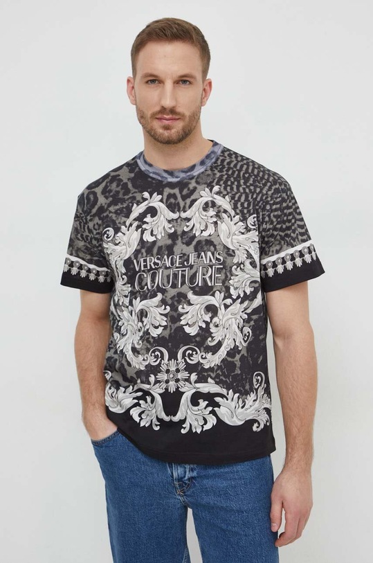 Versace Jeans Couture t-shirt bawełniany wzorzyste szary 76GAH6RA.JS327