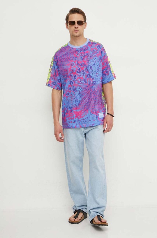 Versace Jeans Couture t-shirt bawełniany 76GAH615.JS280 niebieski SS24
