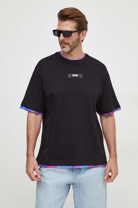 Versace Jeans Couture t-shirt bawełniany wzorzyste czarny 76GAH605.J0001