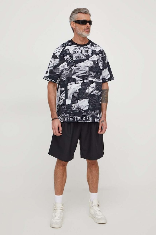 Versace Jeans Couture tricou din bumbac 76GAH6L0.JS275 negru SS24