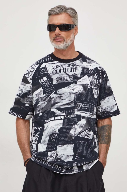 Versace Jeans Couture tricou din bumbac negru 76GAH6L0.JS275