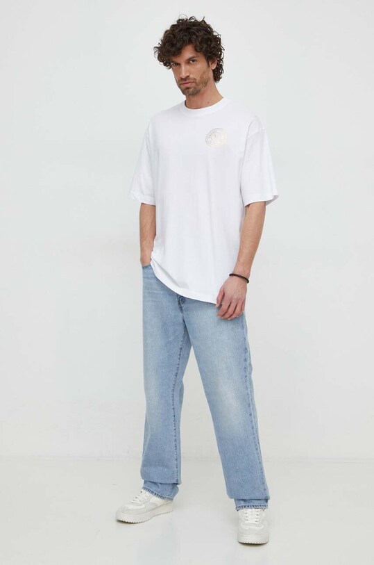 Versace Jeans Couture tricou din bumbac 76GAHT03.CJ00T alb SS24