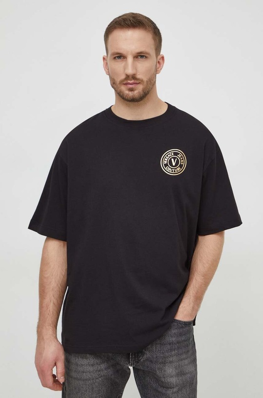 Versace Jeans Couture t-shirt bawełniany nadruk czarny 76GAHT03.CJ00T