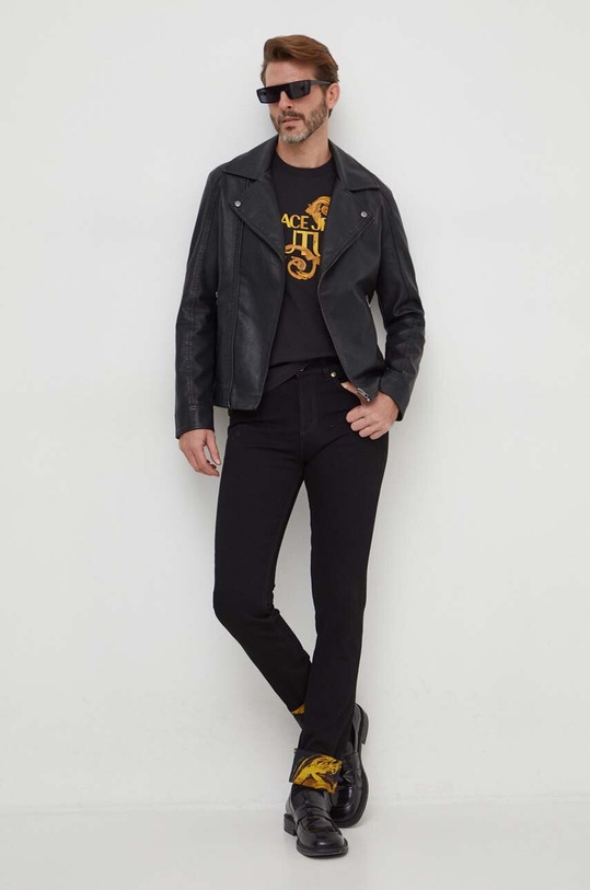 Versace Jeans Couture t-shirt bawełniany 76GAHG00.CJ00G czarny SS24