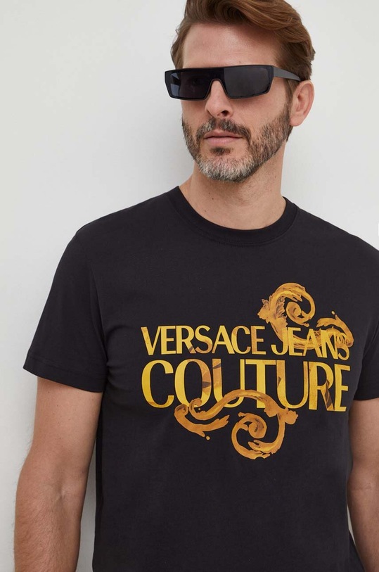 Versace Jeans Couture t-shirt bawełniany czarny 76GAHG00.CJ00G