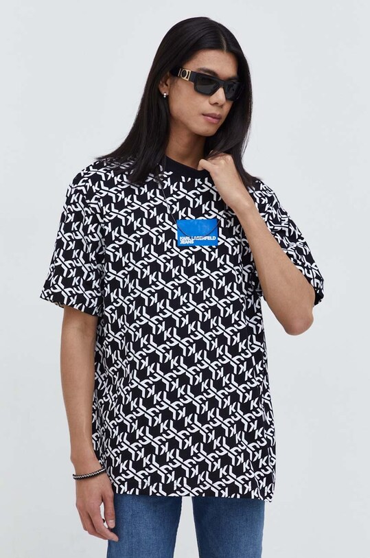 Karl Lagerfeld Jeans t-shirt bawełniany wzorzyste czarny 236D1752