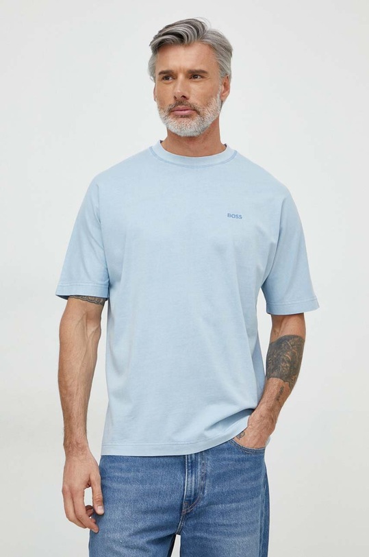 BOSS Orange t-shirt bawełniany bawełna niebieski 50512097