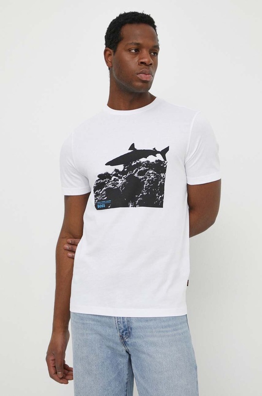 BOSS Orange t-shirt bawełniany nadruk biały 50515626