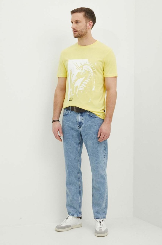 BOSS Orange t-shirt bawełniany 50515626 żółty SS24