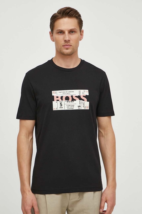 BOSS Orange tricou din bumbac imprimeu negru 50515829