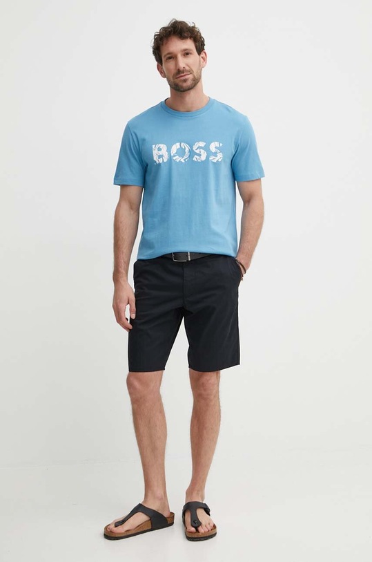 BOSS Orange t-shirt bawełniany 50515997 niebieski SS24