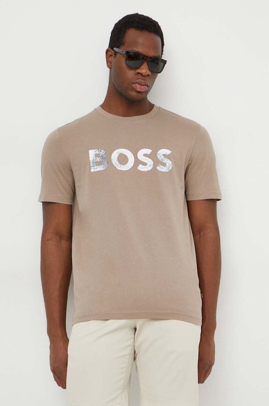 BOSS Orange t-shirt bawełniany beżowy 50515997