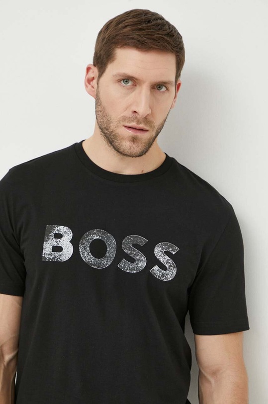 Bombažna kratka majica Boss Orange črna 50515997