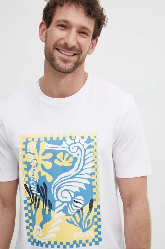 BOSS Orange t-shirt bawełniany nadruk biały 50516003