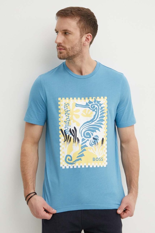 BOSS Orange t-shirt bawełniany niebieski 50516003