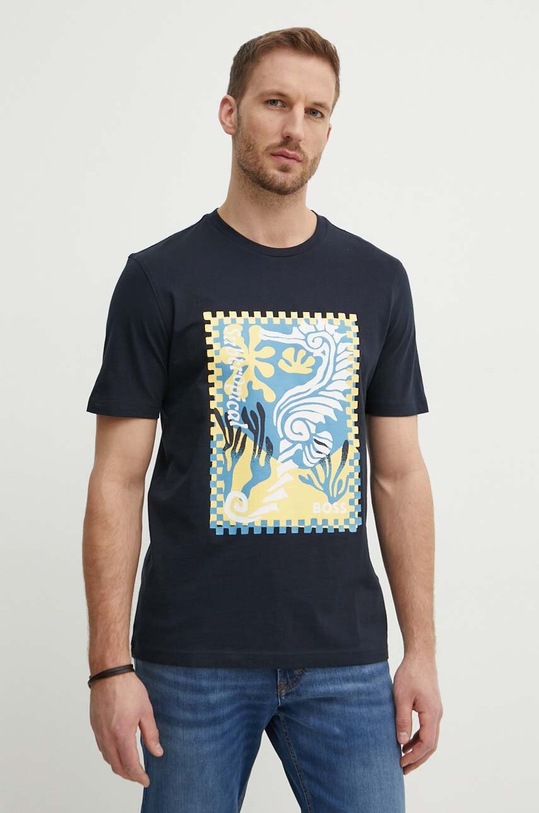 BOSS Orange t-shirt bawełniany nadruk granatowy 50516003