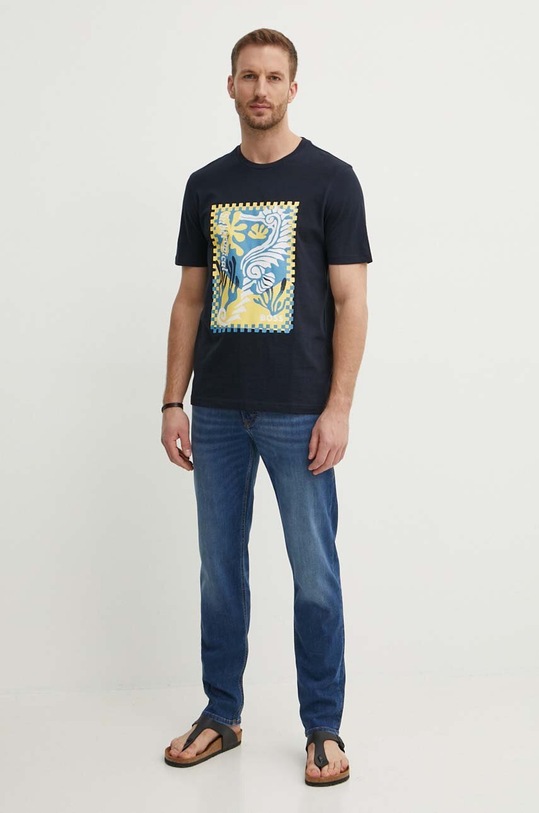BOSS Orange t-shirt bawełniany 50516003 granatowy SS24