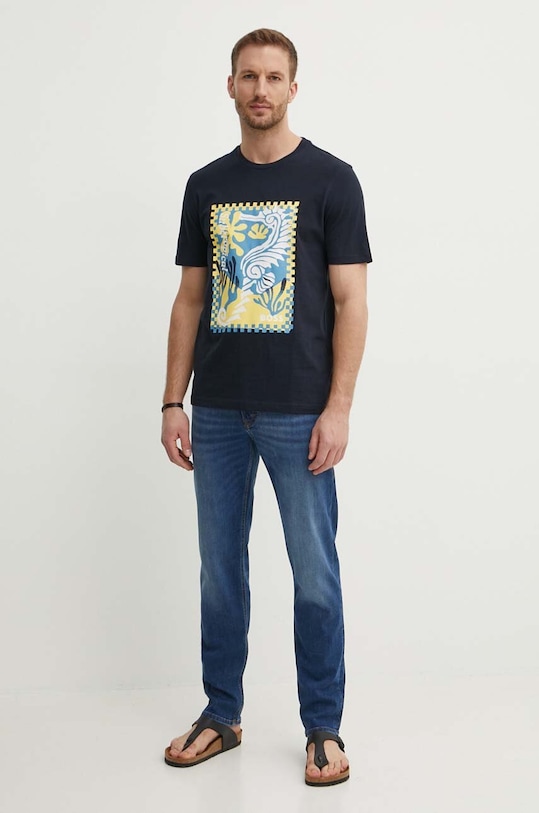 BOSS Orange t-shirt bawełniany 50516003 granatowy SS24