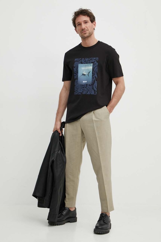 BOSS Orange t-shirt bawełniany 50516012 czarny SS24