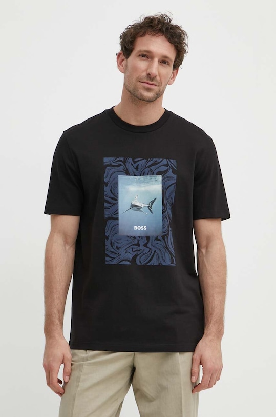 BOSS Orange t-shirt bawełniany czarny 50516012