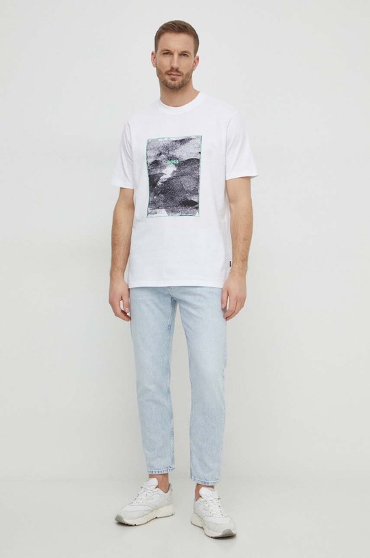 BOSS Orange t-shirt bawełniany 50518900 biały SS24