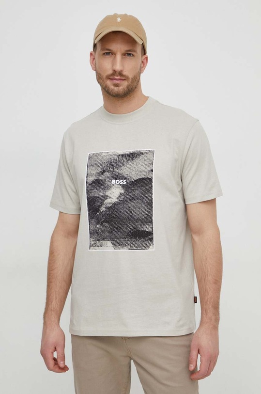 BOSS Orange t-shirt bawełniany nadruk beżowy 50518900