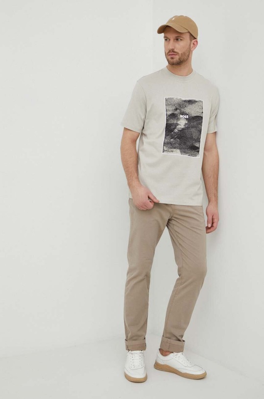 BOSS Orange t-shirt bawełniany 50518900 beżowy SS24