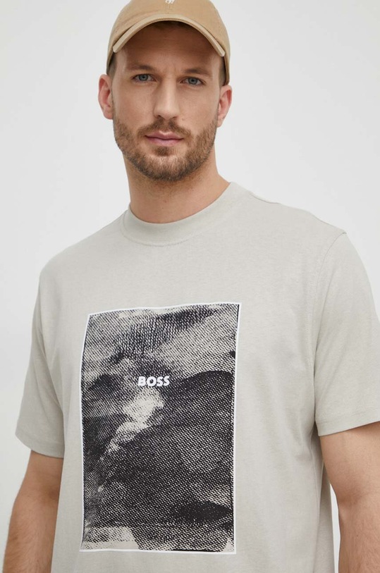 BOSS Orange t-shirt bawełniany beżowy 50518900