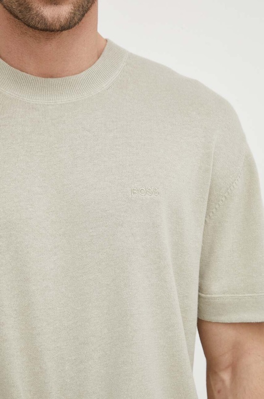 BOSS Orange sweter z domieszką lnu 50514224 beżowy