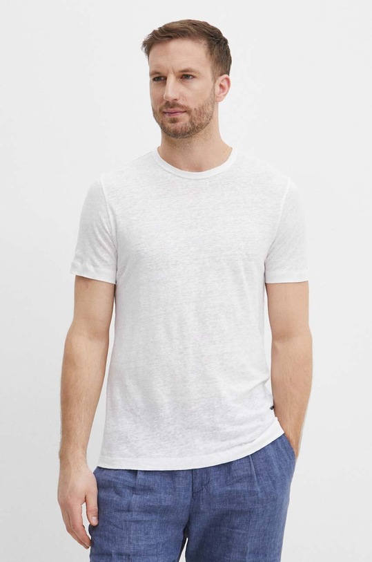 BOSS t-shirt lniany regular biały 50511612