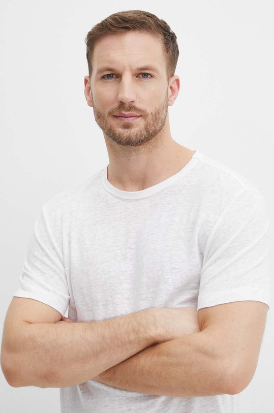 BOSS t-shirt lniany biały 50511612