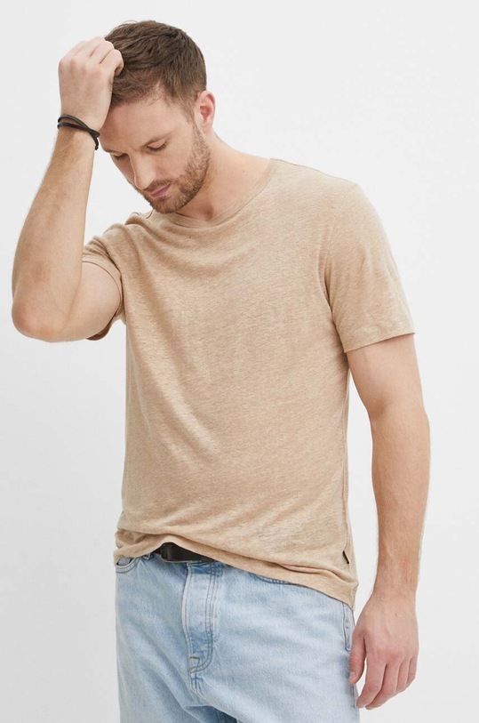 BOSS t-shirt lniany regular beżowy 50511612