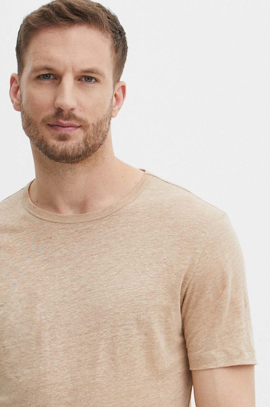 BOSS t-shirt lniany beżowy 50511612