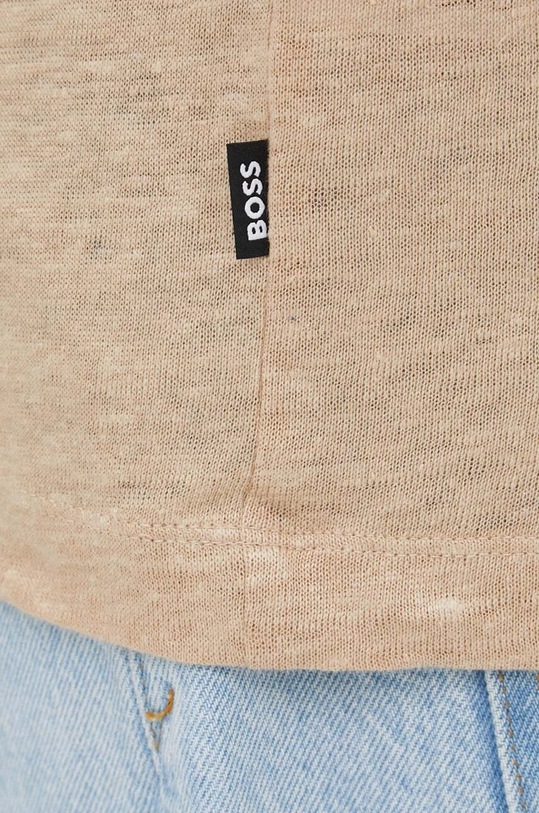 BOSS t-shirt lniany 50511612 beżowy