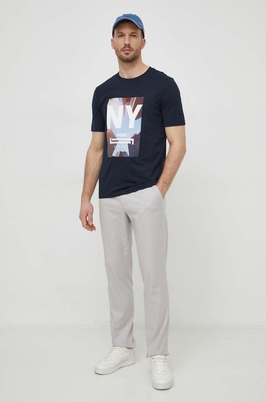 BOSS t-shirt bawełniany 50512110 granatowy SS24