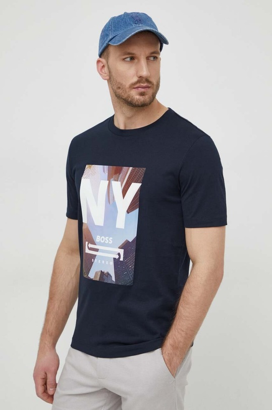 BOSS t-shirt bawełniany granatowy 50512110