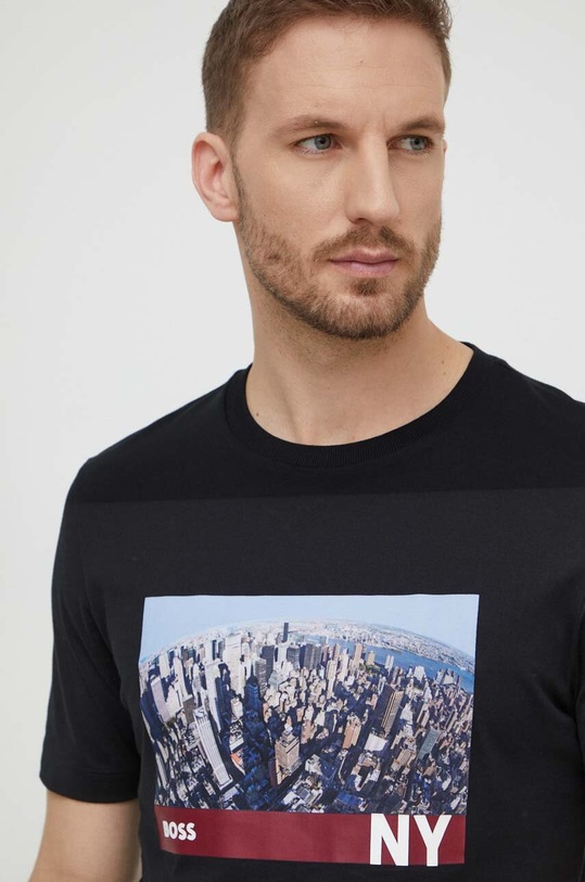 BOSS t-shirt bawełniany nadruk czarny 50512110
