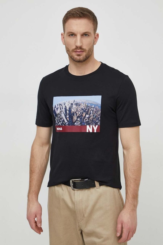 BOSS t-shirt bawełniany czarny 50512110