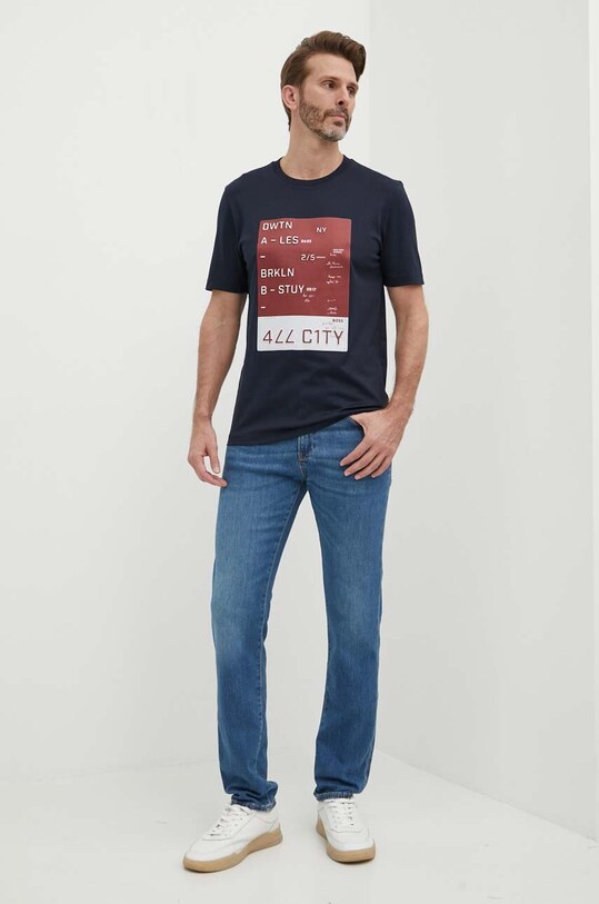 Бавовняна футболка BOSS 50512131 темно-синій SS24