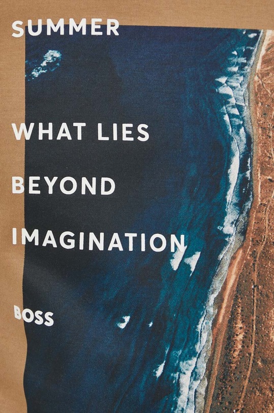 BOSS t-shirt bawełniany 50512132 beżowy