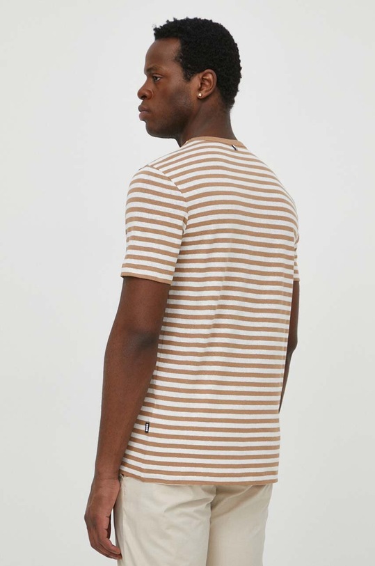 Ρούχα Μπλουζάκι με λινό μείγμα BOSS 50513401 μπεζ