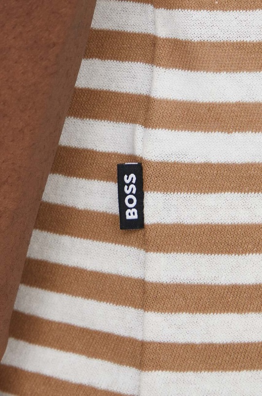 Μπλουζάκι με λινό μείγμα BOSS μπεζ 50513401