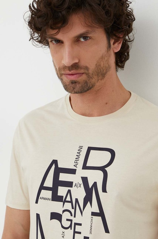 Armani Exchange t-shirt bawełniany nadruk beżowy 3DZTAA.ZJA5Z