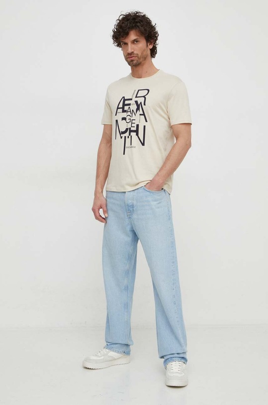 Armani Exchange t-shirt bawełniany 3DZTAA.ZJA5Z beżowy SS24