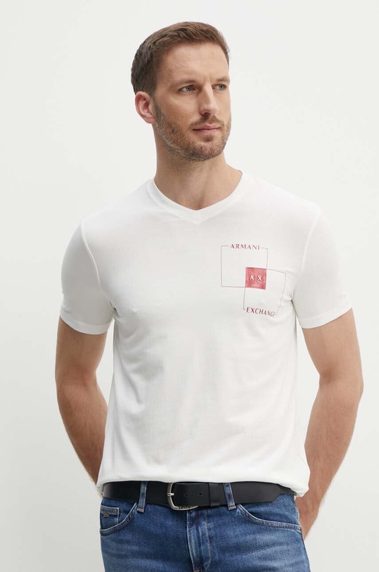 Armani Exchange t-shirt z elastanem beżowy 3DZTHP.ZJE6Z
