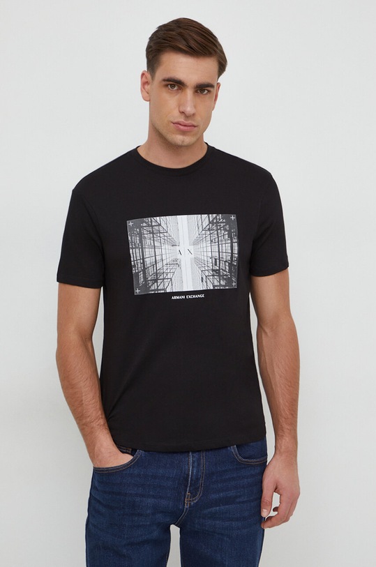 Armani Exchange t-shirt bawełniany nadruk czarny 3DZTHV.ZJBYZ
