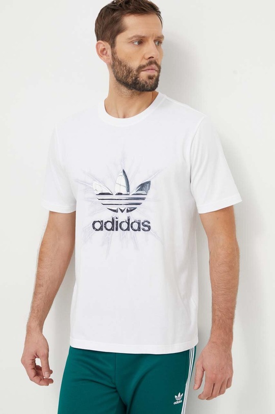 Βαμβακερό μπλουζάκι adidas Originals IR9438 λευκό SS24