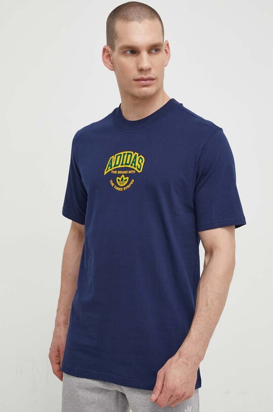 Oblečenie Bavlnené tričko adidas Originals VRCT Short Sleeve IS0184 tmavomodrá